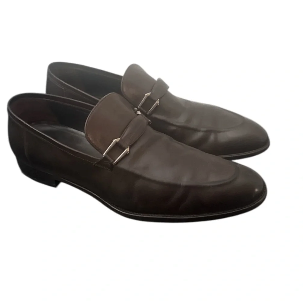 Authentic Ermenegildo Zegna luxury designer men’s signature leather loafers 12